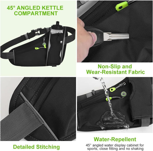 Hardloop heuptas met 2 drinkflessen van 190 ml en verstelbare band voor sport wandelen en fietsen – drinkgordel – running belt - happygetfit.com