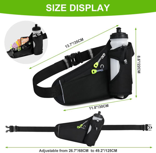 Hardloop heuptas met 2 drinkflessen van 190 ml en verstelbare band voor sport wandelen en fietsen – drinkgordel – running belt - happygetfit.com