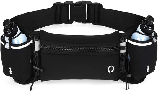 Hardloop heuptas met 2 drinkflessen van 190 ml en verstelbare band voor sport wandelen en fietsen – drinkgordel – running belt - happygetfit.com