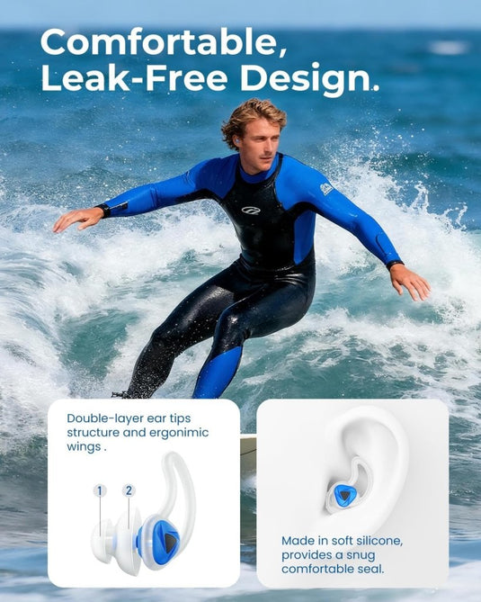Hearprotek oordopjes voor zwemmen, 2 paar gehoorbescherming, waterbescherming oordopjes voor douche, zwemmen, surfen (oranje) - happygetfit.com