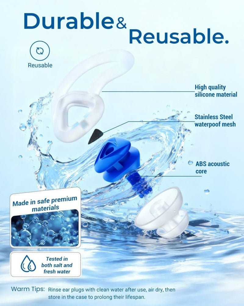 Laad afbeelding in Galerijviewer, Hearprotek oordopjes voor zwemmen, 2 paar gehoorbescherming, waterbescherming oordopjes voor douche, zwemmen, surfen (oranje) - happygetfit.com
