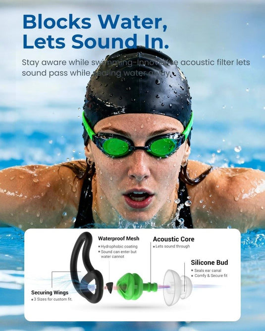Hearprotek oordopjes voor zwemmen, 2 paar gehoorbescherming, waterbescherming oordopjes voor douche, zwemmen, surfen (oranje) - happygetfit.com
