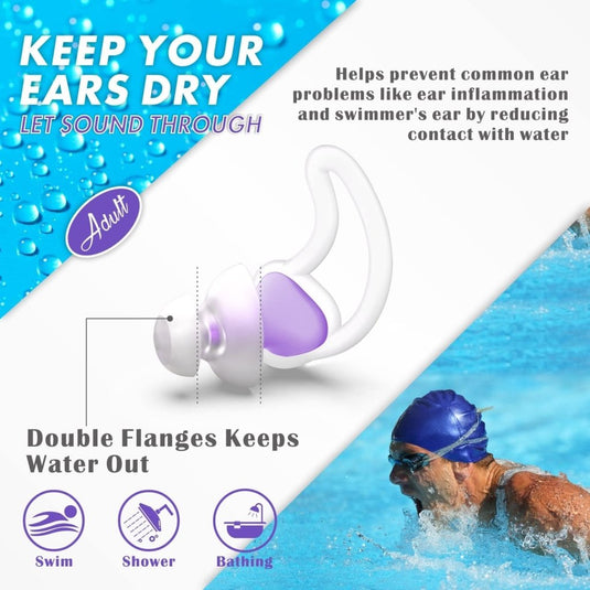 Hearprotek oordopjes voor zwemmen, 2 paar gehoorbescherming, waterbescherming oordopjes voor douche, zwemmen, surfen (oranje) - happygetfit.com