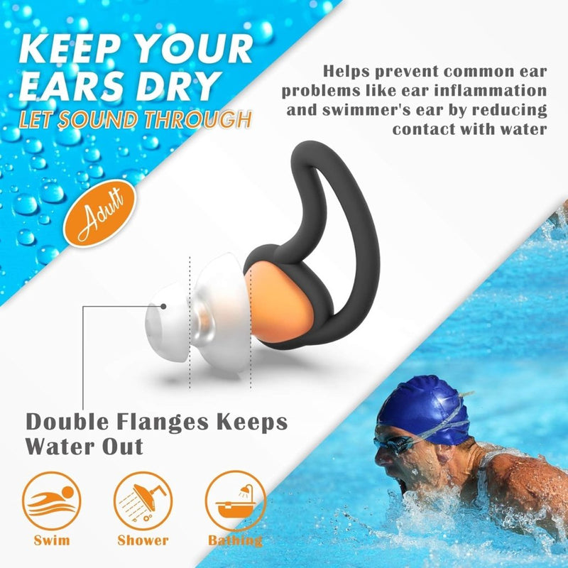 Laad afbeelding in Galerijviewer, Hearprotek oordopjes voor zwemmen, 2 paar gehoorbescherming, waterbescherming oordopjes voor douche, zwemmen, surfen (oranje) - happygetfit.com
