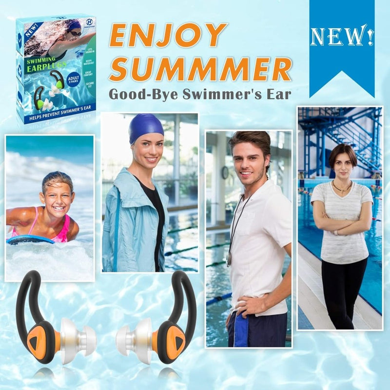 Laad afbeelding in Galerijviewer, Hearprotek oordopjes voor zwemmen, 2 paar gehoorbescherming, waterbescherming oordopjes voor douche, zwemmen, surfen (oranje) - happygetfit.com
