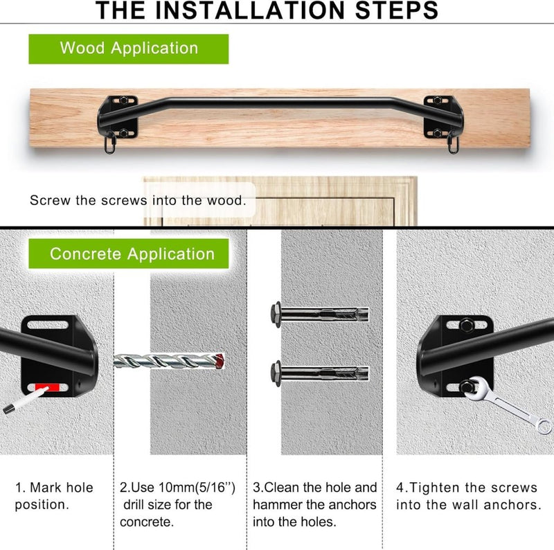 Załaduj obraz do przeglądarki galerii, Heavy-duty optrekstang voor wand en balk tot 227 kg met accessoireringen – pull-up bar – krachttraining - happygetfit.com

