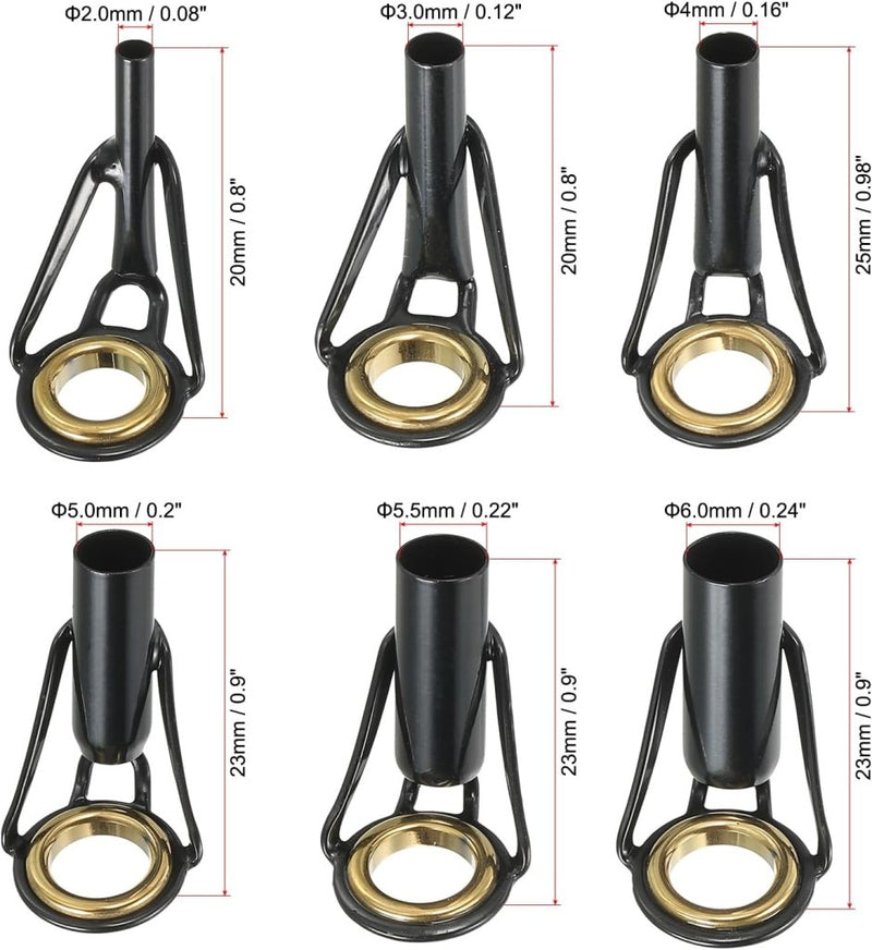 Załaduj obraz do przeglądarki galerii, Hengel tip reparatieset (6 stuks) - Roestvrij stalen hengelogen 2-6 mm - Hengeloog vervanging zout- en zoetwater - happygetfit.com
