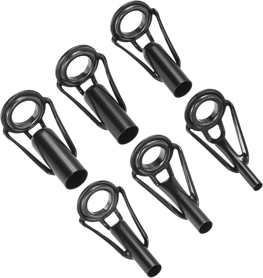 Hengel topogen reparatieset 6 stuks 2-6 mm van roestvrij staal zwart – hengeltop geleiders – visaccessoires - happygetfit.com