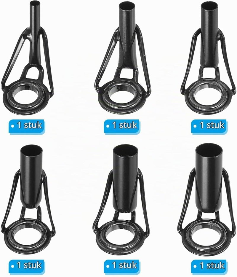 Chargez l'image dans la visionneuse de la galerie, Hengel topogen reparatieset 6 stuks 2-6 mm van roestvrij staal zwart – hengeltop geleiders – visaccessoires - happygetfit.com
