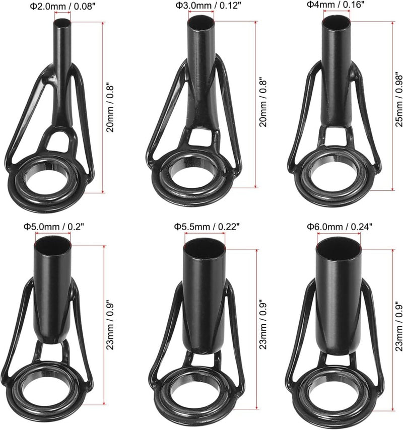 Chargez l'image dans la visionneuse de la galerie, Hengel topogen reparatieset 6 stuks 2-6 mm van roestvrij staal zwart – hengeltop geleiders – visaccessoires - happygetfit.com
