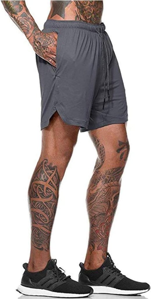 Heren 2-in-1 sportshort met compressiebroek en zakken – trainingsshort – hardloopbroek - happygetfit.com