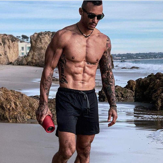 Heren 2-in-1 sportshort met compressiebroek en zakken – trainingsshort – hardloopbroek - happygetfit.com
