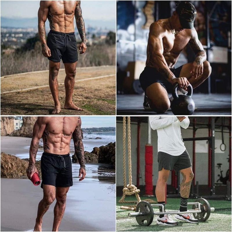Załaduj obraz do przeglądarki galerii, Heren 2-in-1 sportshort met compressiebroek en zakken – trainingsshort – hardloopbroek - happygetfit.com
