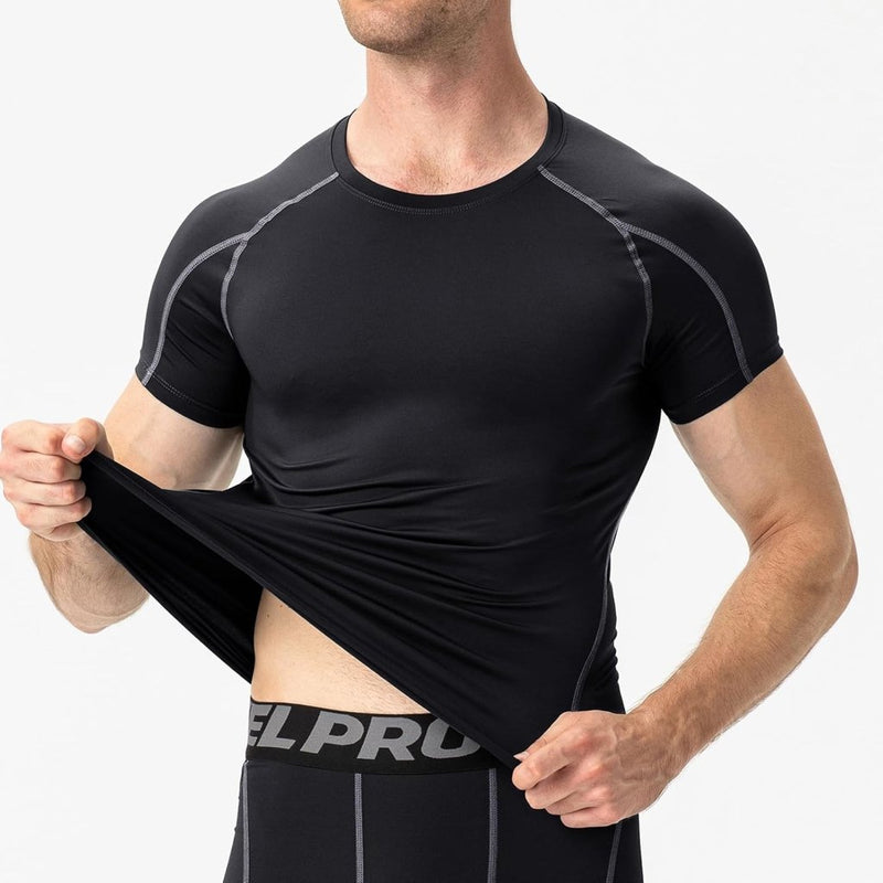 Laad afbeelding in Galerijviewer, Heren compressieshirt korte mouwen functioneel shirt sneldrogend loopshirt sportshirt fitnessshirt voor mannen - happygetfit.com
