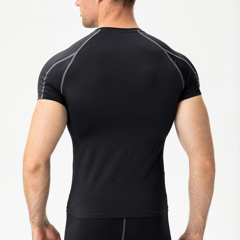 Laad afbeelding in Galerijviewer, Heren compressieshirt korte mouwen functioneel shirt sneldrogend loopshirt sportshirt fitnessshirt voor mannen - happygetfit.com

