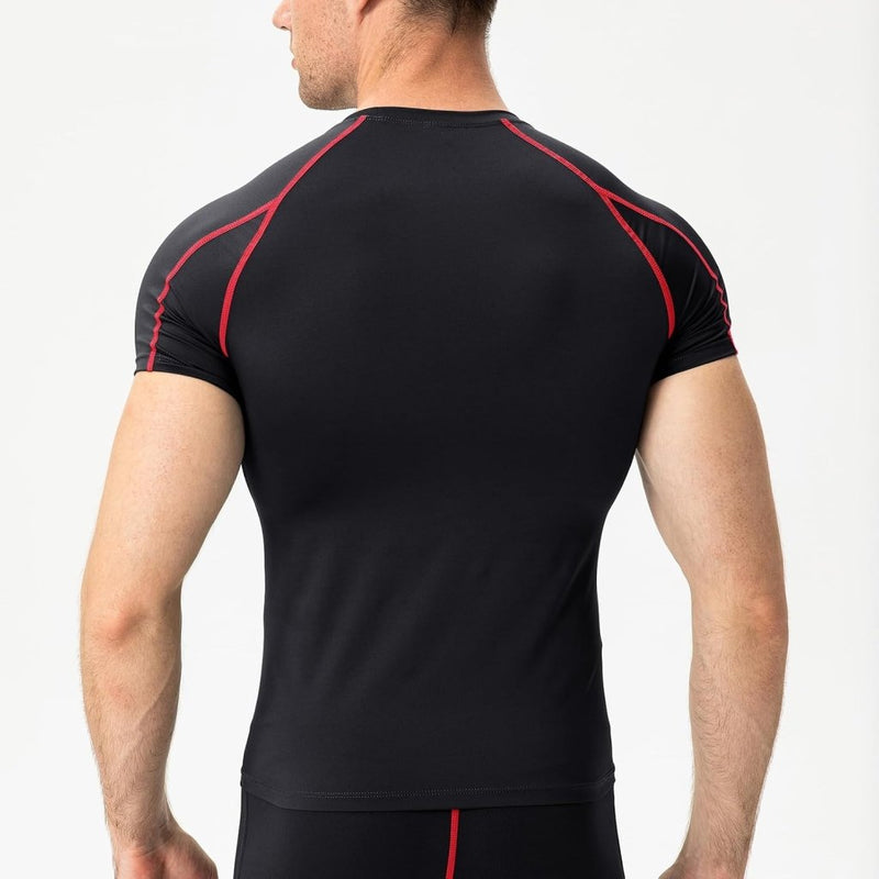 Laad afbeelding in Galerijviewer, Heren compressieshirt korte mouwen functioneel shirt sneldrogend loopshirt sportshirt fitnessshirt voor mannen - happygetfit.com
