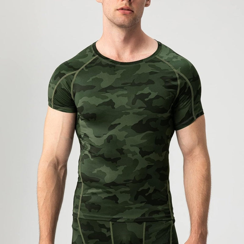 Laad afbeelding in Galerijviewer, Heren compressieshirt korte mouwen functioneel shirt sneldrogend loopshirt sportshirt fitnessshirt voor mannen - happygetfit.com
