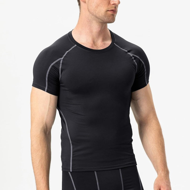 Laad afbeelding in Galerijviewer, Heren compressieshirt korte mouwen functioneel shirt sneldrogend loopshirt sportshirt fitnessshirt voor mannen - happygetfit.com
