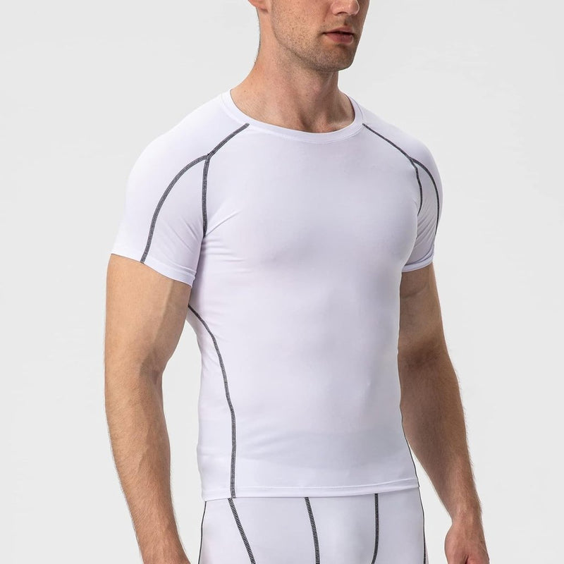 Laad afbeelding in Galerijviewer, Heren compressieshirt korte mouwen functioneel shirt sneldrogend loopshirt sportshirt fitnessshirt voor mannen - happygetfit.com
