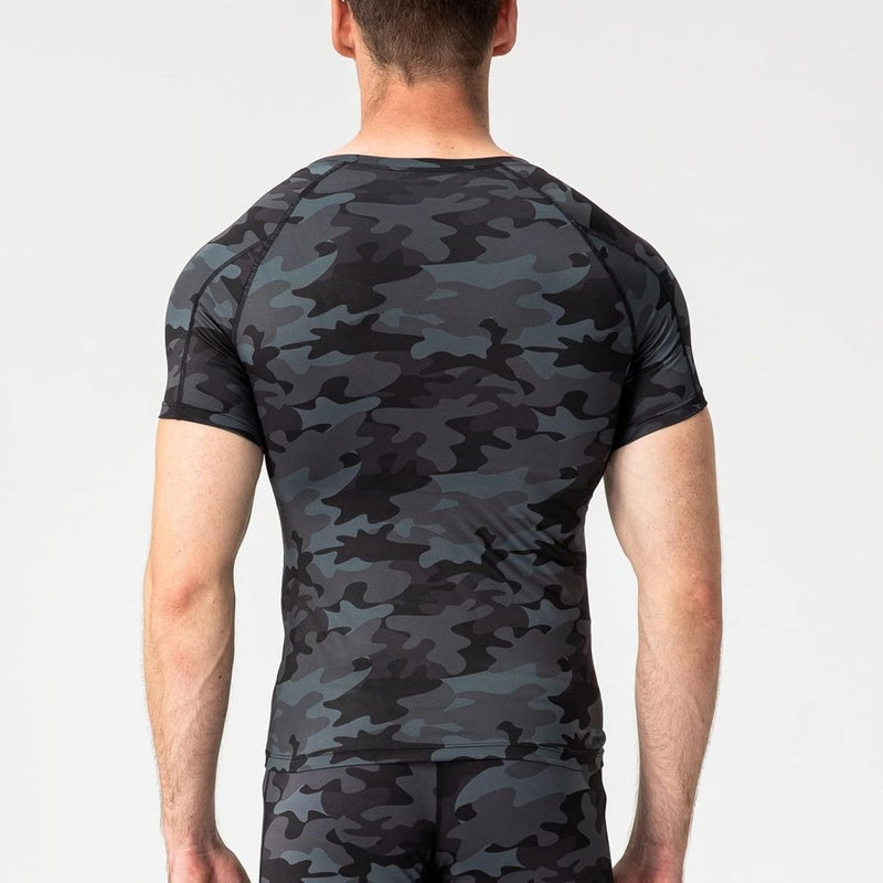 Laad afbeelding in Galerijviewer, Heren compressieshirt korte mouwen functioneel shirt sneldrogend loopshirt sportshirt fitnessshirt voor mannen - happygetfit.com
