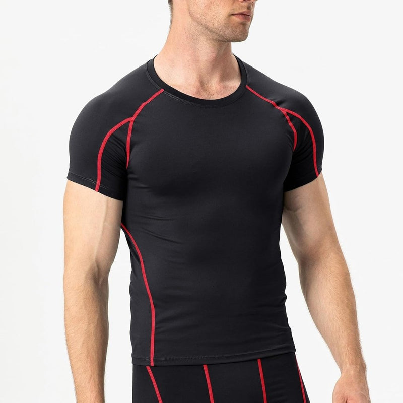 Laad afbeelding in Galerijviewer, Heren compressieshirt korte mouwen functioneel shirt sneldrogend loopshirt sportshirt fitnessshirt voor mannen - happygetfit.com
