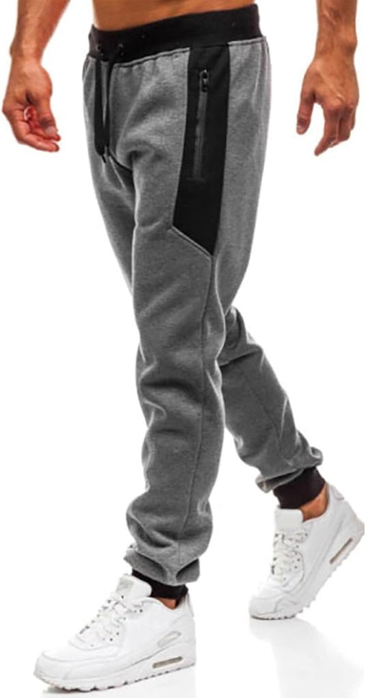 Heren joggingbroek van katoenmix met zakken en print – sportbroek – trainingsbroek - happygetfit.com