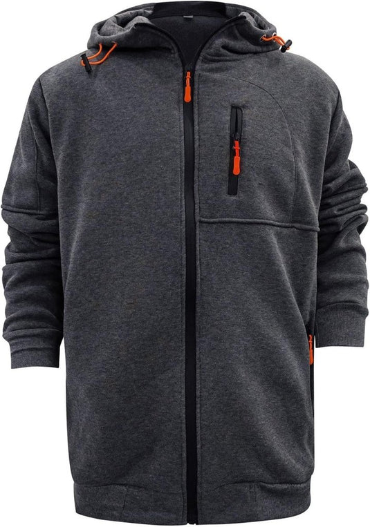 Heren lange hoodie met capuchon en rits voor de winter – vest – heren trui - happygetfit.com