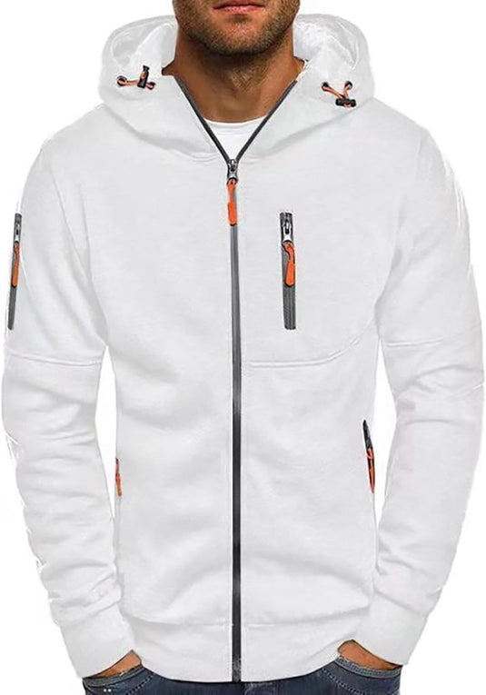Heren lange hoodie met capuchon en rits voor de winter – vest – heren trui - happygetfit.com