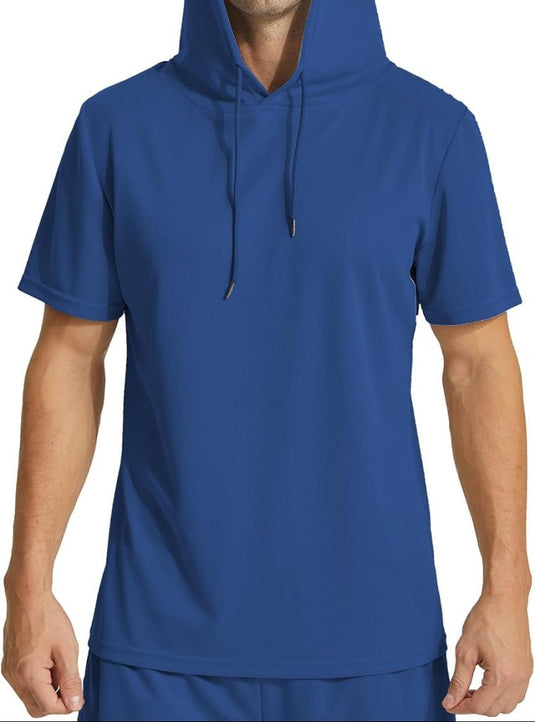 Heren sport hoodie korte mouw polyester - happygetfit.com