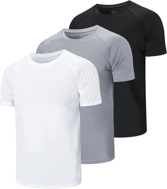 Heren sportshirts 3 of 5 stuks sneldrogend en ademend – fitness shirt – hardloopshirt - happygetfit.com