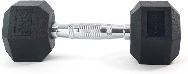Load image into Gallery viewer, Hex dumbbell 5 kg rubber zwart - happygetfit.com
