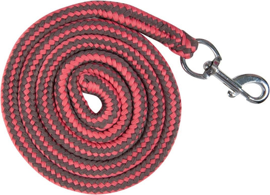 HKM Holster met gebreide karabijnhaak & vliegenfranjes, grijs/roze, pony - happygetfit.com