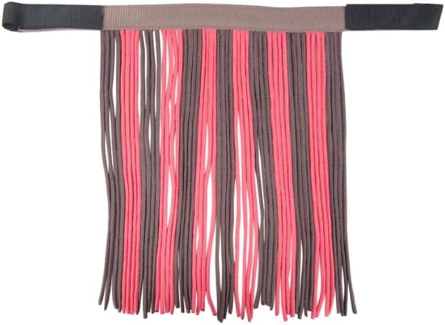 Laad afbeelding in Galerijviewer, HKM Holster met gebreide karabijnhaak &amp; vliegenfranjes, grijs/roze, pony - happygetfit.com
