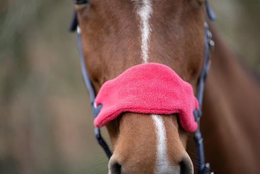 HKM Holster met gebreide karabijnhaak & vliegenfranjes, grijs/roze, pony - happygetfit.com