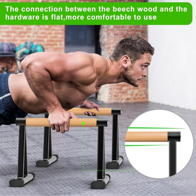 Załaduj obraz do przeglądarki galerii, Hoge parallettes 31 cm met houten handgrepen tot 300 kg – push-up bars – calisthenics - happygetfit.com
