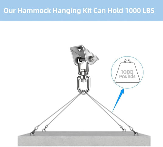 HOMPER 360° draaibare plafondhaak, 304 roestvrij staal, capaciteit 450 kg, met M8 karabijnhaak, schommelhaak voor hangstoel, beton, hout, yoga, hangmat, stoel, zandzak, wandhaak, gym (Zwart) - happygetfit.com