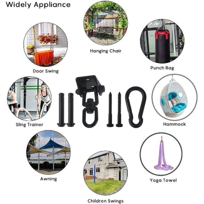 Laad afbeelding in Galerijviewer, HOMPER Hammock Hanging Kit, 1000 lb Capacity Heavy Duty 360° Rotate Swing Hooks for Chair, Yoga, Outdoor Patio Porch,Black - happygetfit.com
