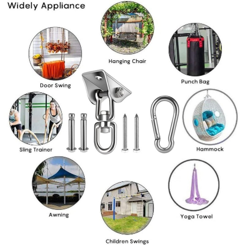 Laad afbeelding in Galerijviewer, HOMPER Hammock Hanging Kit, 1000 lb Capacity Heavy Duty 360° Rotate Swing Hooks for Chair, Yoga, Outdoor Patio Porch,Black - happygetfit.com

