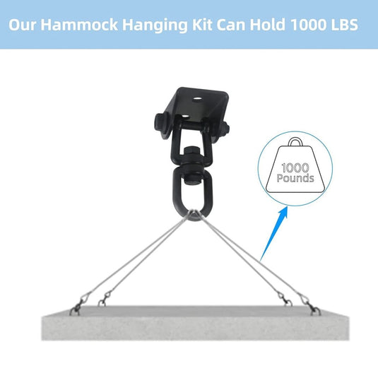 HOMPER Hammock Hanging Kit, 1000 lb Capacity Heavy Duty 360° Rotate Swing Hooks for Chair, Yoga, Outdoor Patio Porch,Black - happygetfit.com