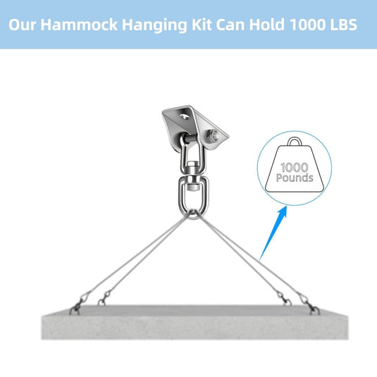 HOMPER Hammock Hanging Kit, 1000 lb Capacity Heavy Duty 360° Rotate Swing Hooks for Chair, Yoga, Outdoor Patio Porch,Black - happygetfit.com