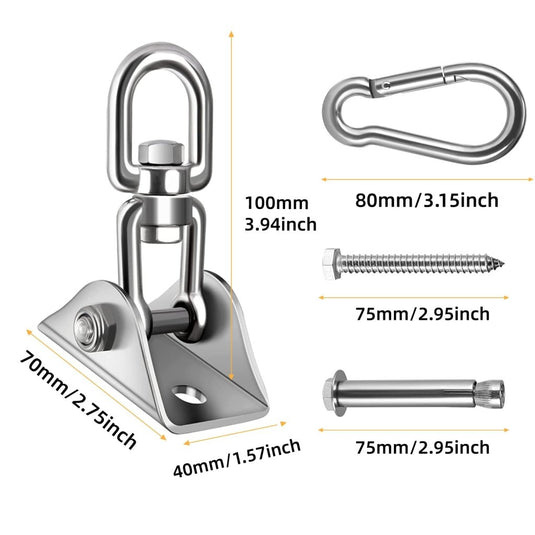 HOMPER Hammock Hanging Kit, 1000 lb Capacity Heavy Duty 360° Rotate Swing Hooks for Chair, Yoga, Outdoor Patio Porch,Black - happygetfit.com