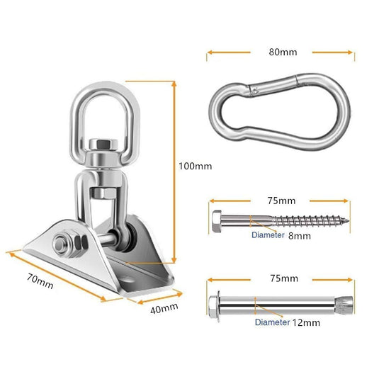 HOMPER Hammock Hanging Kit, 1000 lb Capacity Heavy Duty 360° Rotate Swing Hooks for Chair, Yoga, Outdoor Patio Porch,Black - happygetfit.com