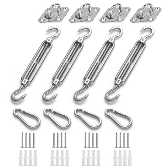 HOMPER M6 Awning Attachment Set, Heavy Duty Sun Shade Sail Stainless Steel Hardware Kit for Garden Triangle and Square, Rectangle, Fixing Accessories - happygetfit.com
