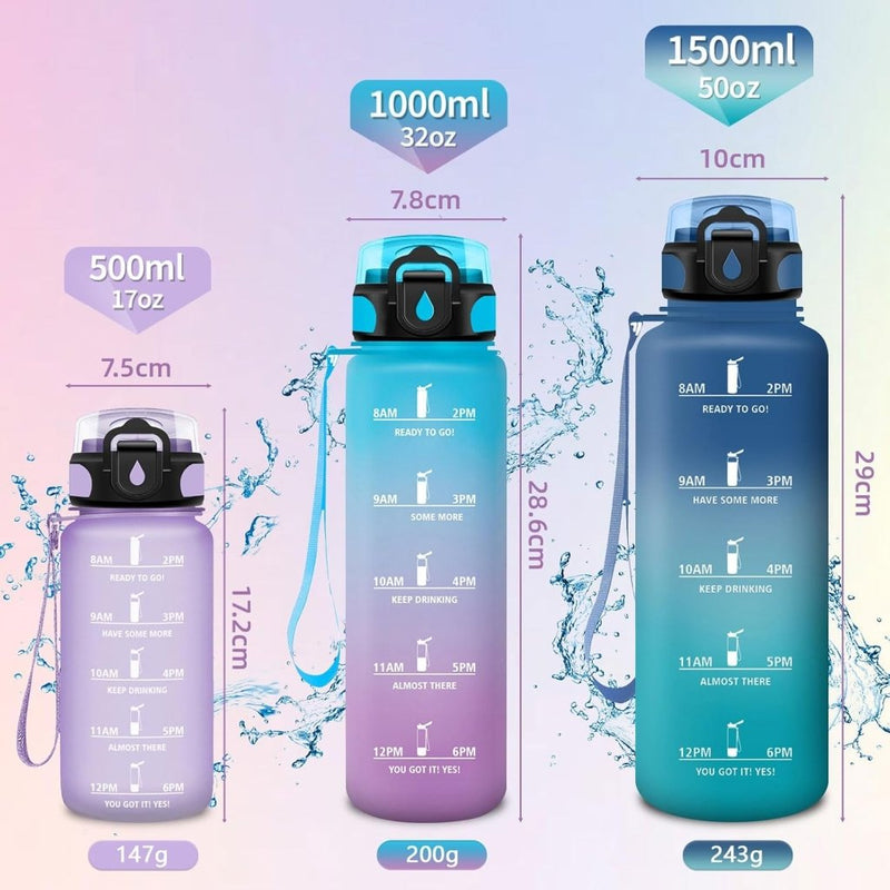 Laad afbeelding in Galerijviewer, HoneyHolly 500 ml Leak-Proof BPA-Free Motivational Water Bottle with Straw, Sports, Travel, Outdoor Activities - happygetfit.com
