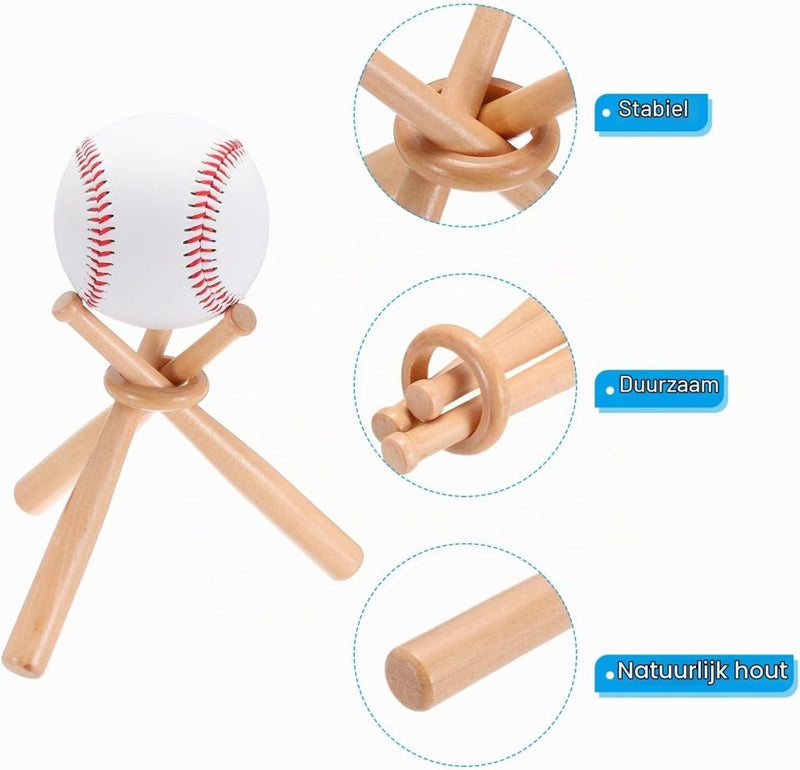 Load image into Gallery viewer, Honkbal displaystandaard van hout met mini honkbalknuppels – balhouder – honkbal accessoires - happygetfit.com
