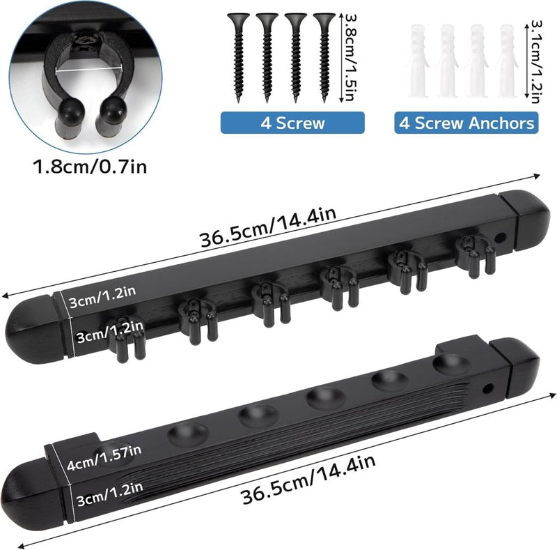Chargez l'image dans la visionneuse de la galerie, Houten biljartkeu wandhouder voor 6 keuen – zwart keurek voor pool en snooker - happygetfit.com

