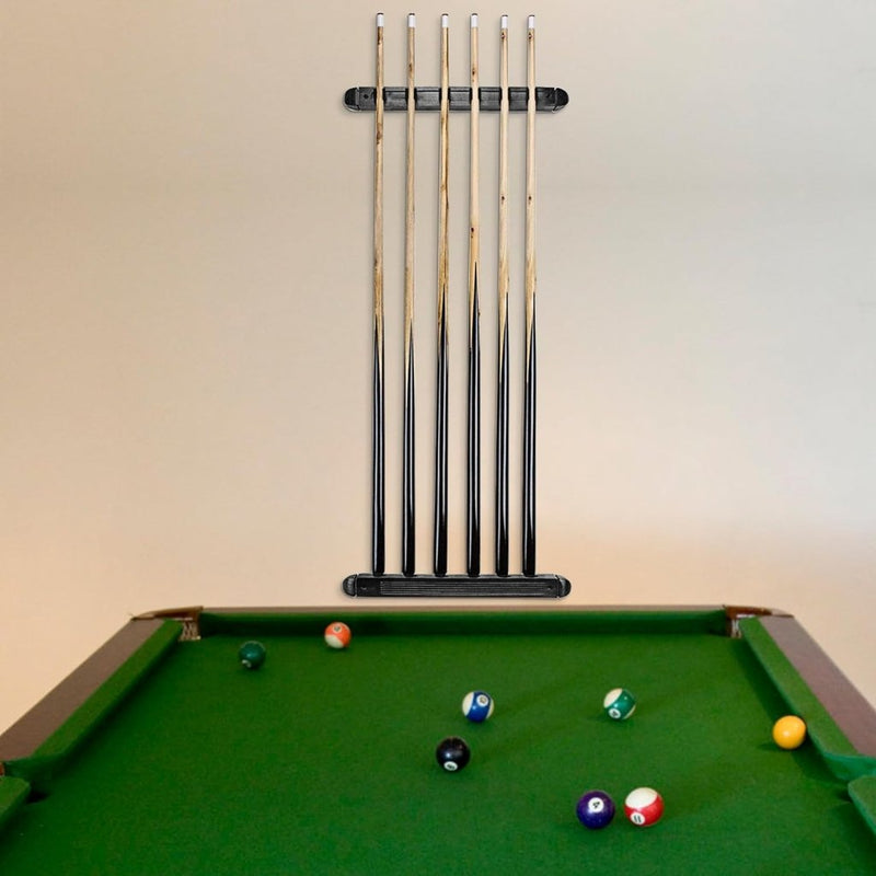 Chargez l'image dans la visionneuse de la galerie, Houten biljartkeu wandhouder voor 6 keuen – zwart keurek voor pool en snooker - happygetfit.com
