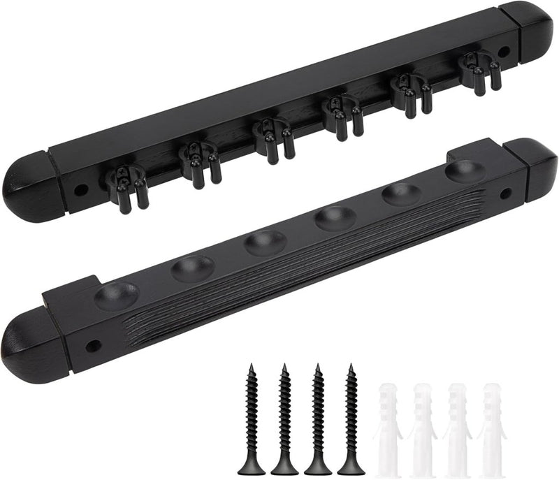 Chargez l'image dans la visionneuse de la galerie, Houten biljartkeu wandhouder voor 6 keuen – zwart keurek voor pool en snooker - happygetfit.com

