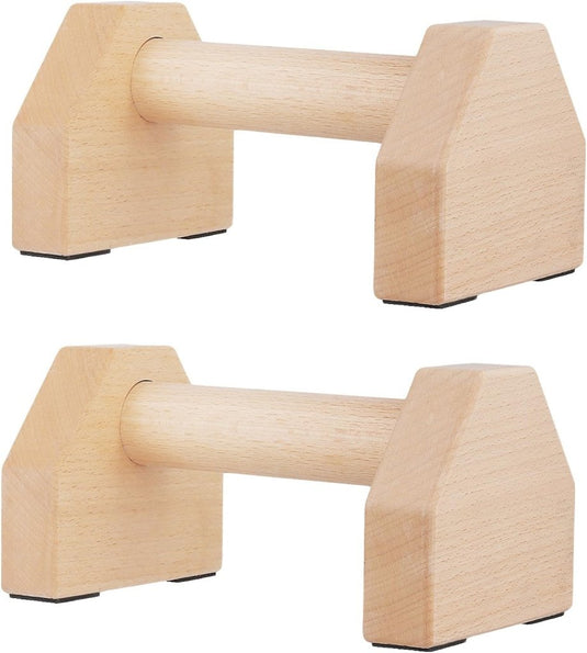 Houten parallettes 2 stuks 20 cm met antislip rubberen voeten – push-up bars – calisthenics - happygetfit.com