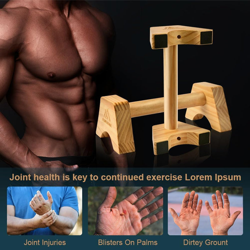 Laden Sie das Bild in Galerie -Viewer, Houten parallettes 2 stuks 25 cm met ergonomische antislip handgrepen – push-up bars – calisthenics - happygetfit.com
